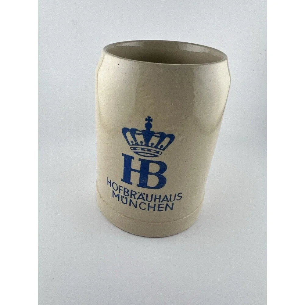 Vintage Hofbrauhaus Munchen HB Crown 1/4L German Stoneware Beer Stein Mug